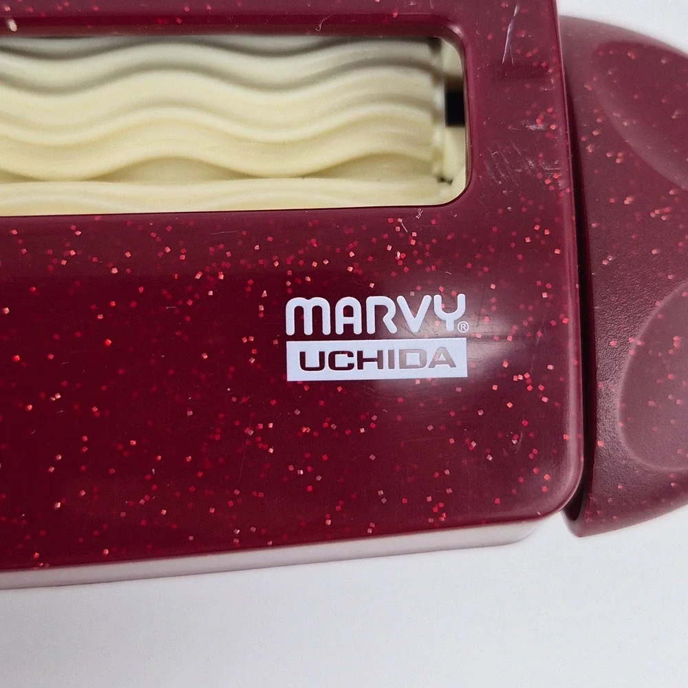 Marvy Uchida Corru-Gator Paper Crimper Wave Pattern Burgundy Glitter Craft Tool